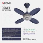 ACTIVA ORNET 600mm Ceiling Fan, 850 RPM High Speed Air Delivery with 4 Blades, Anti-Dust Coating, 2 Years Warranty - Silver Blue - Image 7