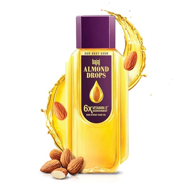 Bajaj Almond Drops Hair Oil, 285ml, 6X Vitamin E, Almond Oil, Light and Non Sticky, Hair Fall Control