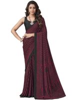SIRIL Women's Floral Printed Silk Crepe Saree with Unstitched Blouse Piece