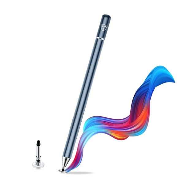 Tukzer Universal Stylus Pen for Smartphone/Tablet/iPad/Pro/Air/iPhone/iOS/Android/All Touch Screens Devices| Fine Point Disc Tip, Lightweight Aluminum Body Magnetic Cap Drawing Writing (Grey)
