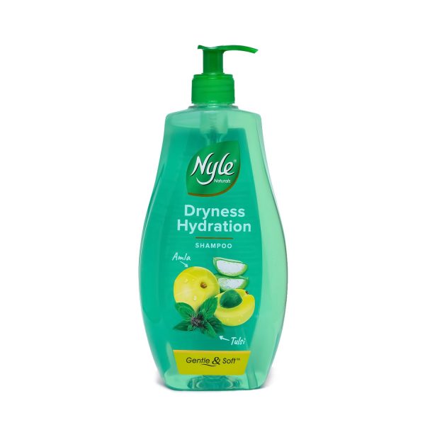 Nyle Naturals Dryness Hydration Shampoo, with Tulsi, Amla and Aloe Vera, Gentle & Soft Shampoo, pH Balanced and Paraben Free, For Men & Women, 800ml