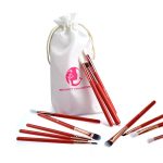 LiveMoor Start Makers Premium Synthetic Bristle Makeup Brushes Set With Bag- Red, Pack Of 12 - Image 4