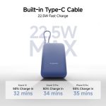 Xiaomi Pocket Power Bank 10000mAh 22.5W Fast Charging|Inbuilt Cable|Slim & Compact|Power Delivery|QC 3.0|Type-C Input & Output|3 Output Ports|Blue|Supports Android,Apple,Tablets,Earbuds,Watches - Image 11
