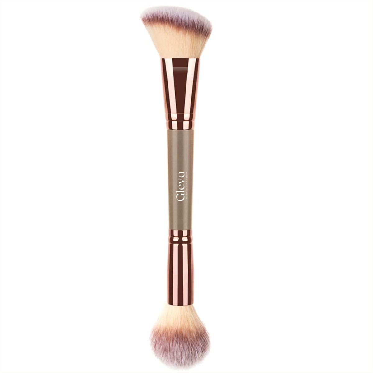Gleva Multipurpose Kabuki Makeup Brush Dual-Ended Foundation Brush Concealer Brush Flawless Brush Ideal for Liquid Foundation, Cream, Powder, Blending, Buffing, Concealer (Brown)