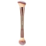 Gleva Multipurpose Kabuki Makeup Brush Dual-Ended Foundation Brush Concealer Brush Flawless Brush Ideal for Liquid Foundation, Cream, Powder, Blending, Buffing, Concealer (Brown)