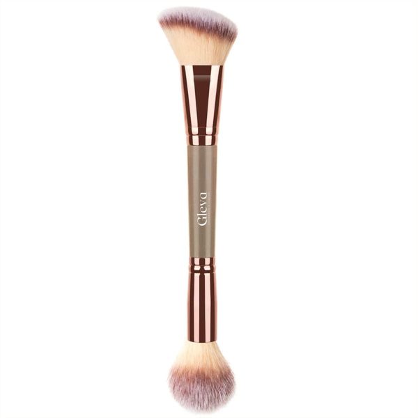 Gleva Multipurpose Kabuki Makeup Brush Dual-Ended Foundation Brush Concealer Brush Flawless Brush Ideal for Liquid Foundation, Cream, Powder, Blending, Buffing, Concealer (Brown)