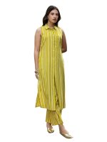 FIORRA Women's Yellow Cotton Straight-Cut Kurta Set