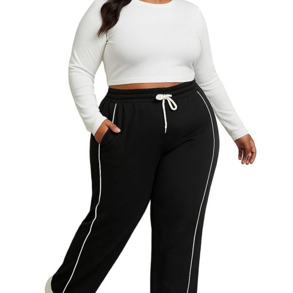 SAKHWALA Women's Track Pants | Plus Size Trackpants for Women | Stylish Gym & Yoga Pants | Striped Lounge Wear | Loose Fit Joggers | Casual Pyjamas