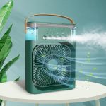 DRUMSTONE 𝟏𝟓 𝐘𝐄𝐀𝐑𝐒 𝐖𝐀𝐑𝐑𝐀𝐍𝐓𝐘 Mini Air Conditioner Fan with 3 Mist Modes | Battery-Powered & USB Charging | Lightweight | LED Light & Timer | deal for Home, Office, Bedroom (GREEN) - Image 7