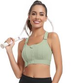 Fabluk Women Polyester Spandex High Impact Front Zip Sports Bra Fitness Criss Cross Back Crop Tops Tank Gym Yoga Workout, Size: M-4XL