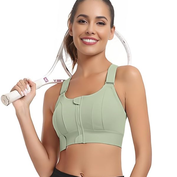 Fabluk Women Polyester Spandex High Impact Front Zip Sports Bra Fitness Criss Cross Back Crop Tops Tank Gym Yoga Workout, Size: M-4XL