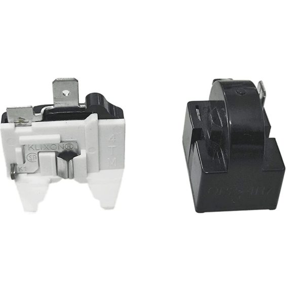 1 Pcs QP-02-4.7 PTC Refrigerator Start Relay 1 Pin Coolers Compressor Starter with 1pcs Refrigerator Overload Protector 1/2HP, （TWAITU）.