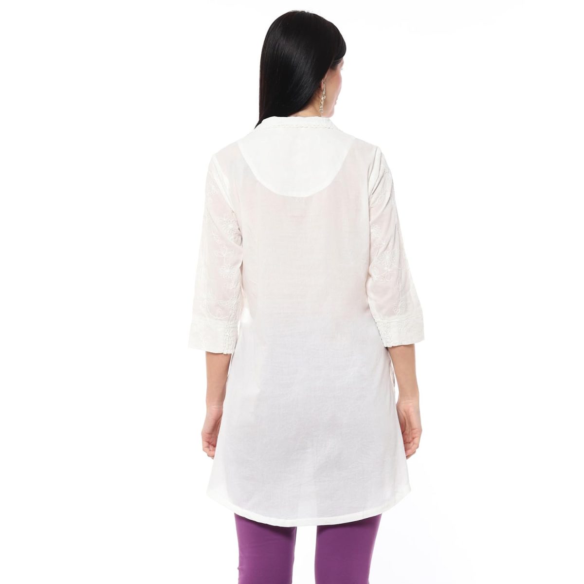 BIBA Women Cotton Straight Fit Embroidered Short Kurta - Image 4