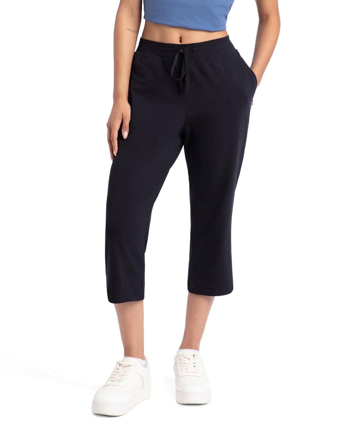 Jockey 1300 Women's Super Combed Cotton Elastane Stretch Slim Fit Printed Capri with Side Pockets