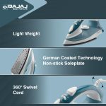 Bajaj MX 3 Neo Steam Iron | 1250 Watts Power For Faster Ironing | Vertical & Horizontal Ironing | Spray Function | Anti-Bacterial & Non-Stick Soleplate Coating | 2-Yr Warranty By Bajaj 【Blue】 - Image 4