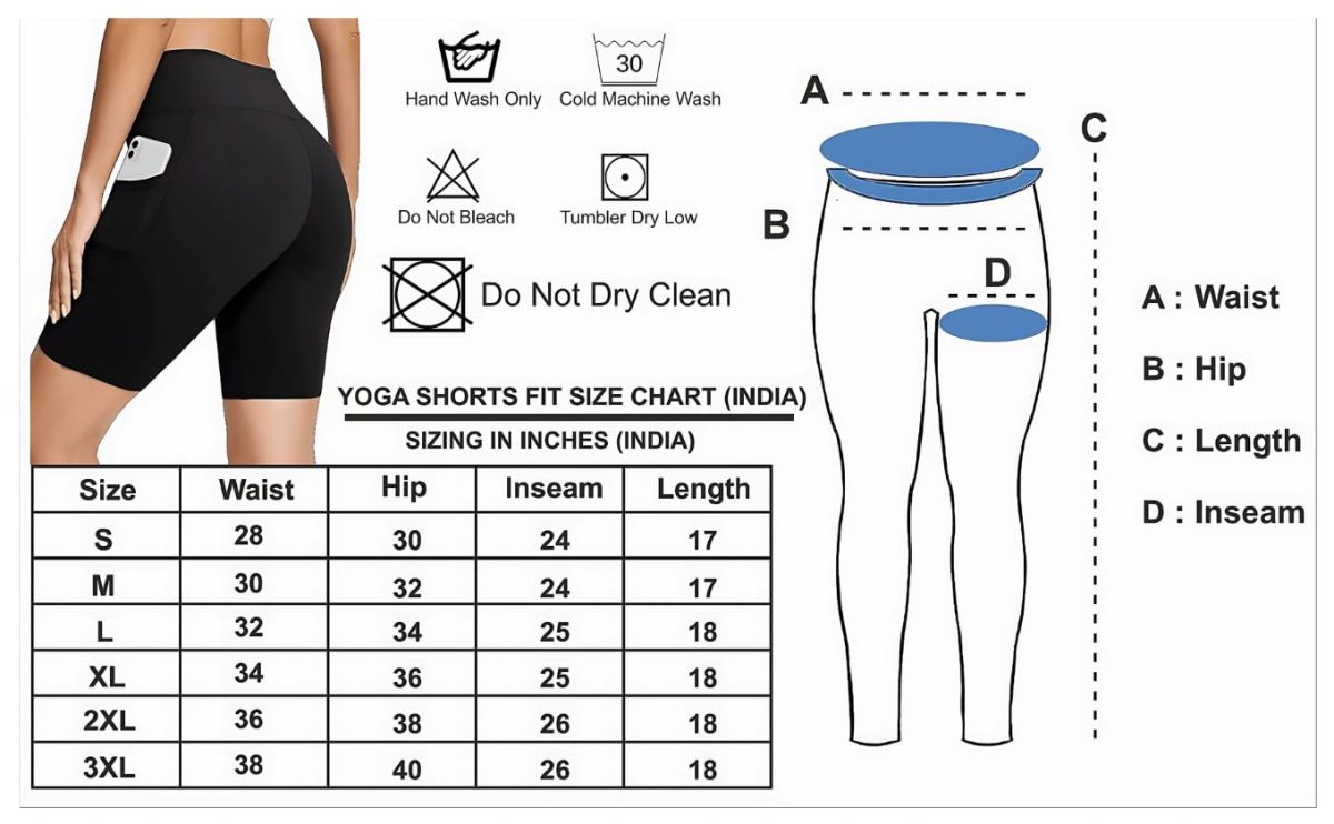 POOJARAN SAREE High Waist Sports Activewear Shots for Women and Girls|Use at The Gym|Yoga or Cycling Shorts with Pocket Black - Image 8