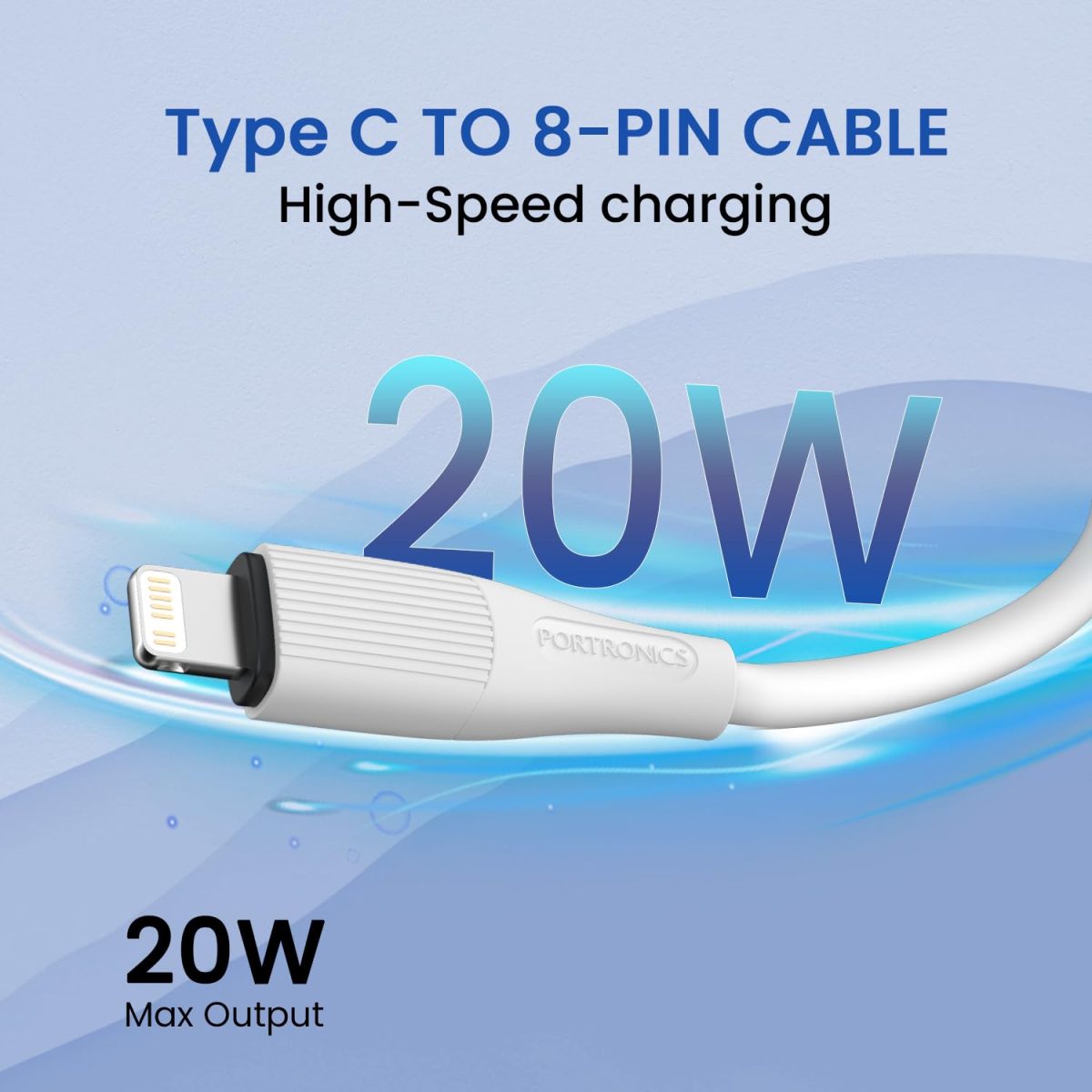 Portronics Silklink 20W Type-C to 8 Pin Fast charging Cable for Lightning Devices,Premium Silicon Cable, 1M (White) - Image 7