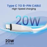 Portronics Silklink 20W Type-C to 8 Pin Fast charging Cable for Lightning Devices,Premium Silicon Cable, 1M (White) - Image 7