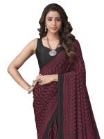 SIRIL Women's Floral Printed Silk Crepe Saree with Unstitched Blouse Piece - Image 2