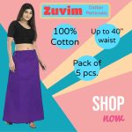 Zuvim Women's Cotton Inskirt Saree Underskirt Readymade Petticoats, Pack of 5 - Image 2