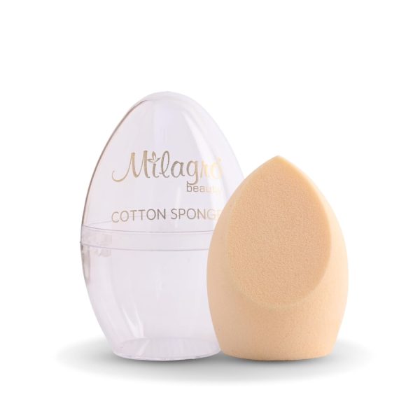 Milagro Beauty Cotton Beauty Blender Sponge, Latex-Free | Soft Makeup Sponge For Liquid/Creams/Powder Foundation, With Egg Case | Easy To Clean, Reusable | Natural & Dewy Finish | Slant Edge Shape