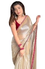 SATAZ Women's Ready to Wear Jimichu Silk One Minute Readymade Traditional Designer Saree With Plain Unstitched Wine Blouse