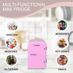 ROCKWELL 4L Retro Mini Fridge and Warmer, AC/DC Portable Thermoelectric Cooler/Warmer for Skincare, Cosmetics, Snacks & Medicine - Pink - Image 4