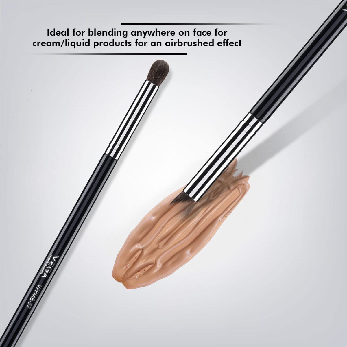 VEGA PROFESSIONAL All Over Concealer Brush, Soft Bristles, Copper Furrele, Wooden Handle, (VPPMB-37) - Image 4