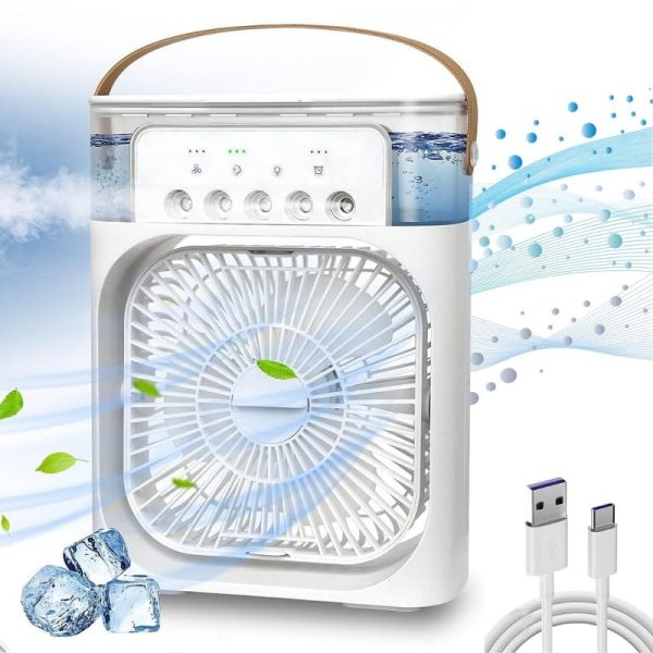 Drumstone ( NEW STOCK WITH 15 YEARS WARRANTY ) Portable Air Conditioner Cooler, Mini Evaporative Cooler with 7 Colors LED Light, 1/2/3 H Timer, 3 Wind Speeds and 3 Spray Modes_Multicolor