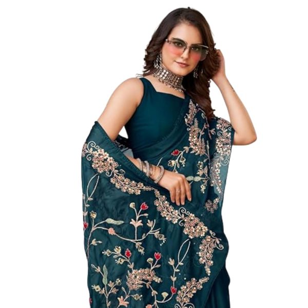 VAIRAGEE Women Beautiful soft Silk Embroidery Work Saree with blouse piece(6093)