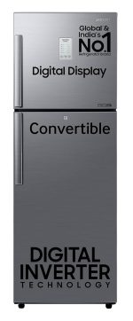 Samsung 236 L, 2 Star, Convertible, Digital Inverter with Display Frost Free Double Door Refrigerator (RT28C3922S9/HL, Silver, Refined Inox)
