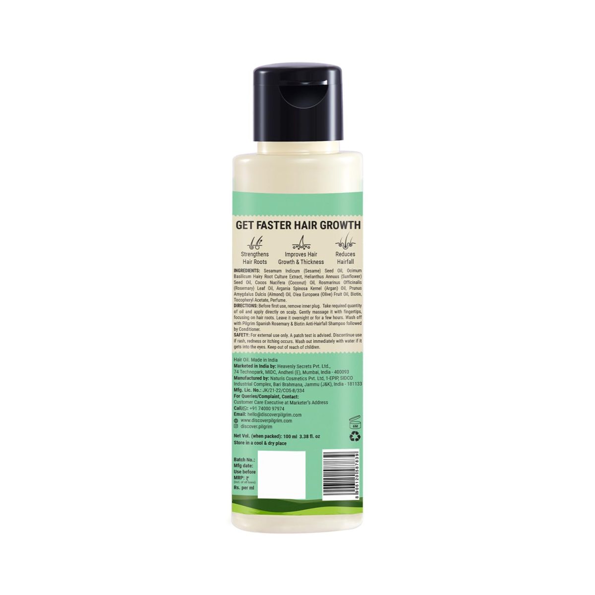 Pilgrim Spanish Rosemary & Biotin HairGrowth Oil to Control Hair Fall & Strengthens Hair 100ml | Rosemary essential oil for hairgrowth | Reduces Hairfall | Strengthens Hair I For Women and Men - Image 2