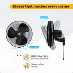 atomberg Renesa 400mm Wall Mount Fan | Wall Fans for Home | Silent BLDC Wall Fan | Remote with Timer & Sleep Control | 2 Year Warranty (Midnight Black) - Image 6