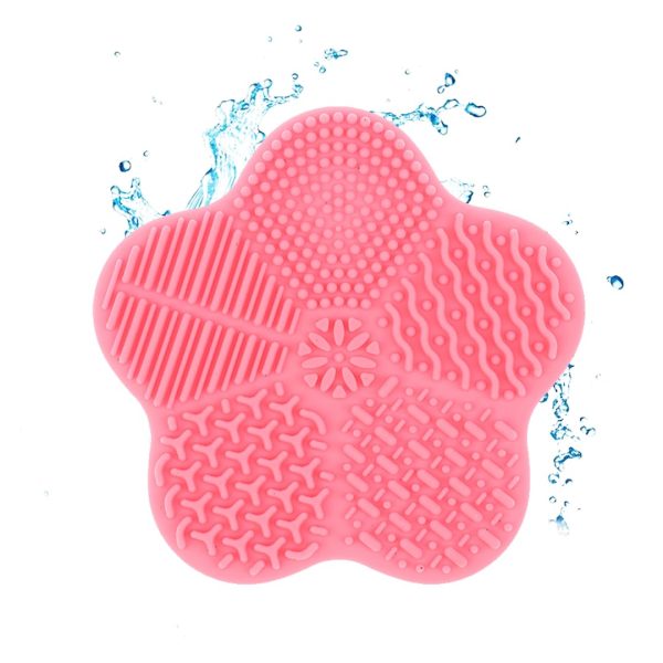 Gleva Portable Washing Tool Cosmetic Brush Cleaner Hand Washing Silicone Makeup Cleaning Brush Scrubber Mat with Suction Cup (Random Color)