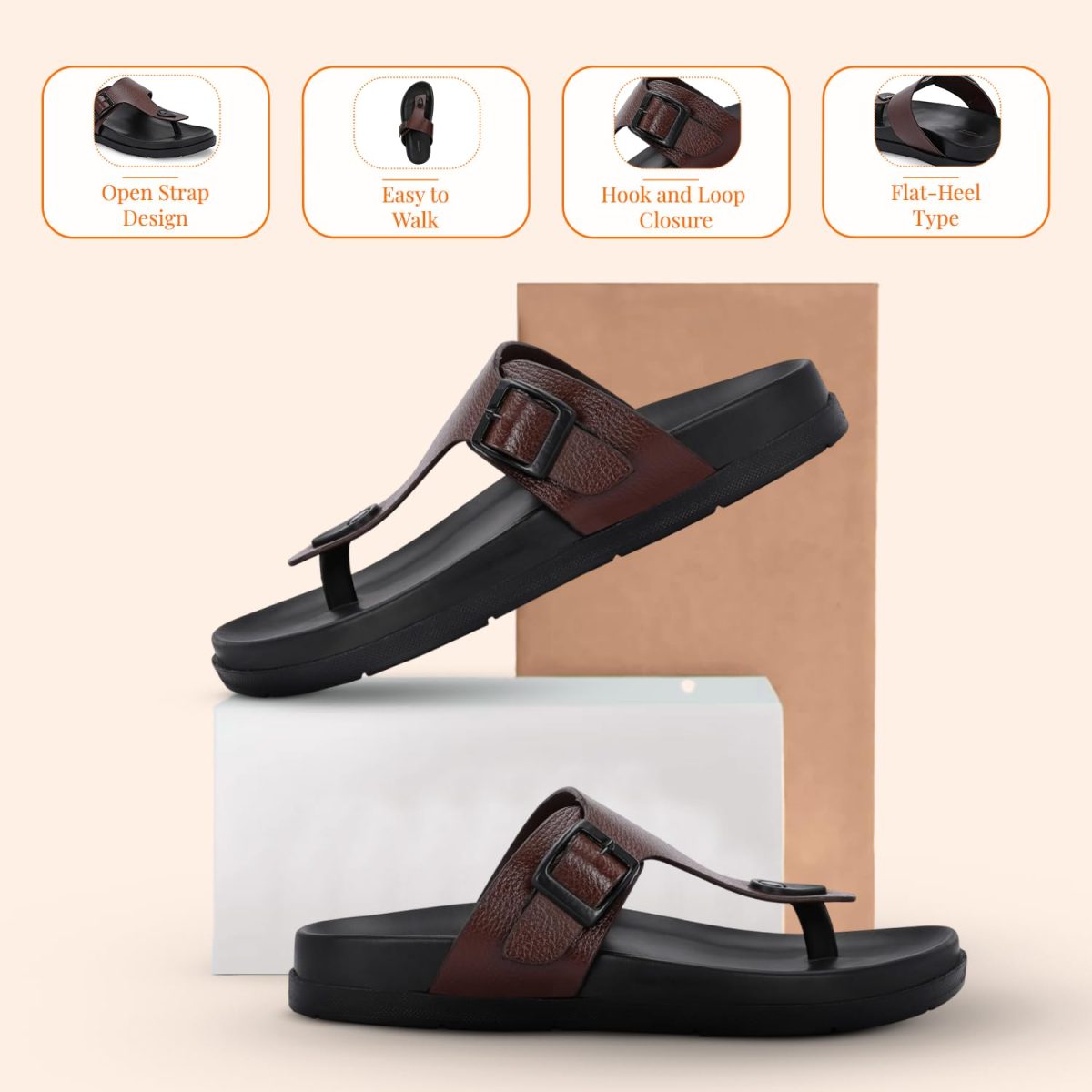 San Frissco Men's Sandals with Open Toe Strap/Perfect Fit for Summer and Rainy Season Easy to Walk Slipper, Chappal/Stylish Casual Trendy Floaters - Image 4