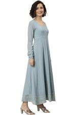 Janasya Women's Grey Poly Georgette Solid Kurta with Dupatta - Image 4