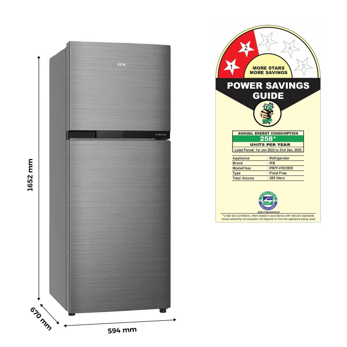 IFB 265L 2 Star Tru Convertible 10-in-1 Advanced Inverter Double Door Refrigerator (IFBFF-3152DBSET, Brush Grey, 360 Degree Cooling, Extraordinary Space) - Image 16