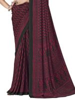 SIRIL Women's Floral Printed Silk Crepe Saree with Unstitched Blouse Piece - Image 3