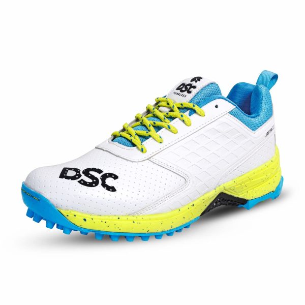 DSC Jaffa 22 Cricket Shoes for Men and Boys UK-10 White/Lime-Yellow