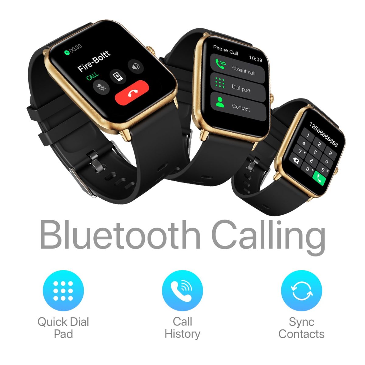 Fire-Boltt Ninja Call Pro Smart Watch Dual Chip Bluetooth Calling, 42.92mm (1.69 inch) HD Display, AI Voice Assistance with 100 Sports Modes, with SpO2 & Heart Rate Monitoring (Gold Black) - Image 3