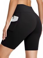 POOJARAN SAREE High Waist Sports Activewear Shots for Women and Girls|Use at The Gym|Yoga or Cycling Shorts with Pocket Black - Image 2