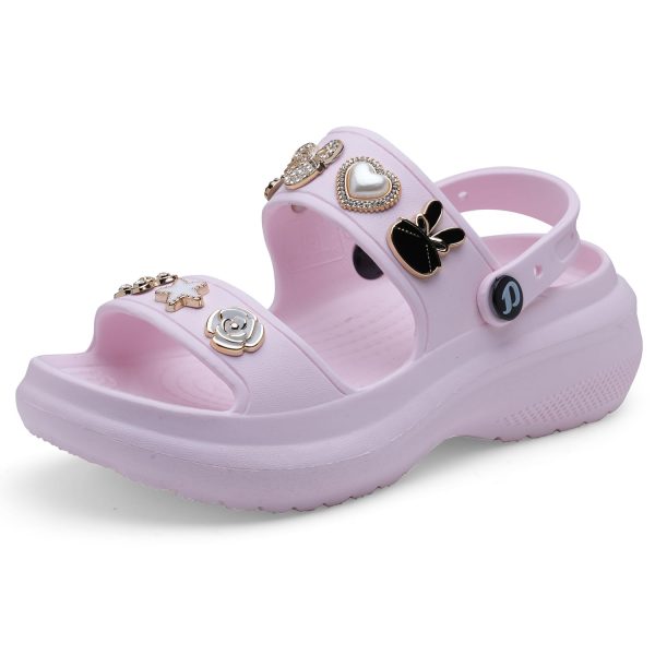 DOCTOR EXTRA SOFT Women's Metallic Charms Fashion Slippers/Sandals with Adjustable Back Strap | Comfortable | LightWeight| Stylish & Anti-Skid| Waterproof Casual Beach Slides Mules Girls & Ladies D-533