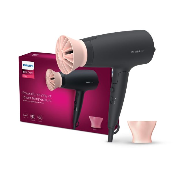Philips Hair Dryer - Powerful drying with less heat I 6 Styling options for Salon like blowdryI 2100 WattsI for Minimised DamageI Styling attachment| Men and WomenI 2 Year Warranty BHD356/10, Black