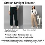 Alan Jones Clothing Womens Mid Rise Stretch Straight Trousers | Straight Fit With Pin Tucks | Side Pockets | Concealed Drawstring Waist - Image 6