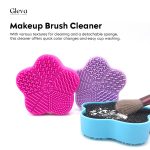 Gleva Portable Washing Tool Cosmetic Brush Cleaner Hand Washing Silicone Makeup Cleaning Brush Scrubber Mat with Suction Cup (Random Color) - Image 2