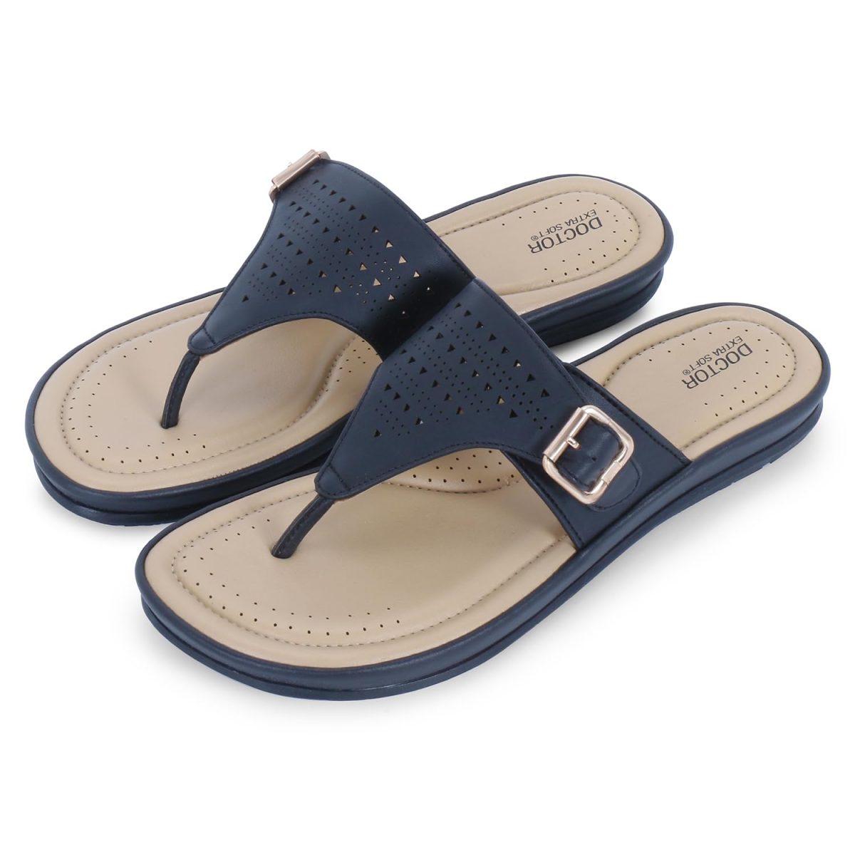 DOCTOR EXTRA SOFT Women's Flat Memory Foam Slippers/Flip-Flops Fashion Stylish Casual Comfortable Diabetic Orthopedic Lightweight Synthetic Slip-On Sandals With Adjustable Buckle For Girls D-609 - Image 4