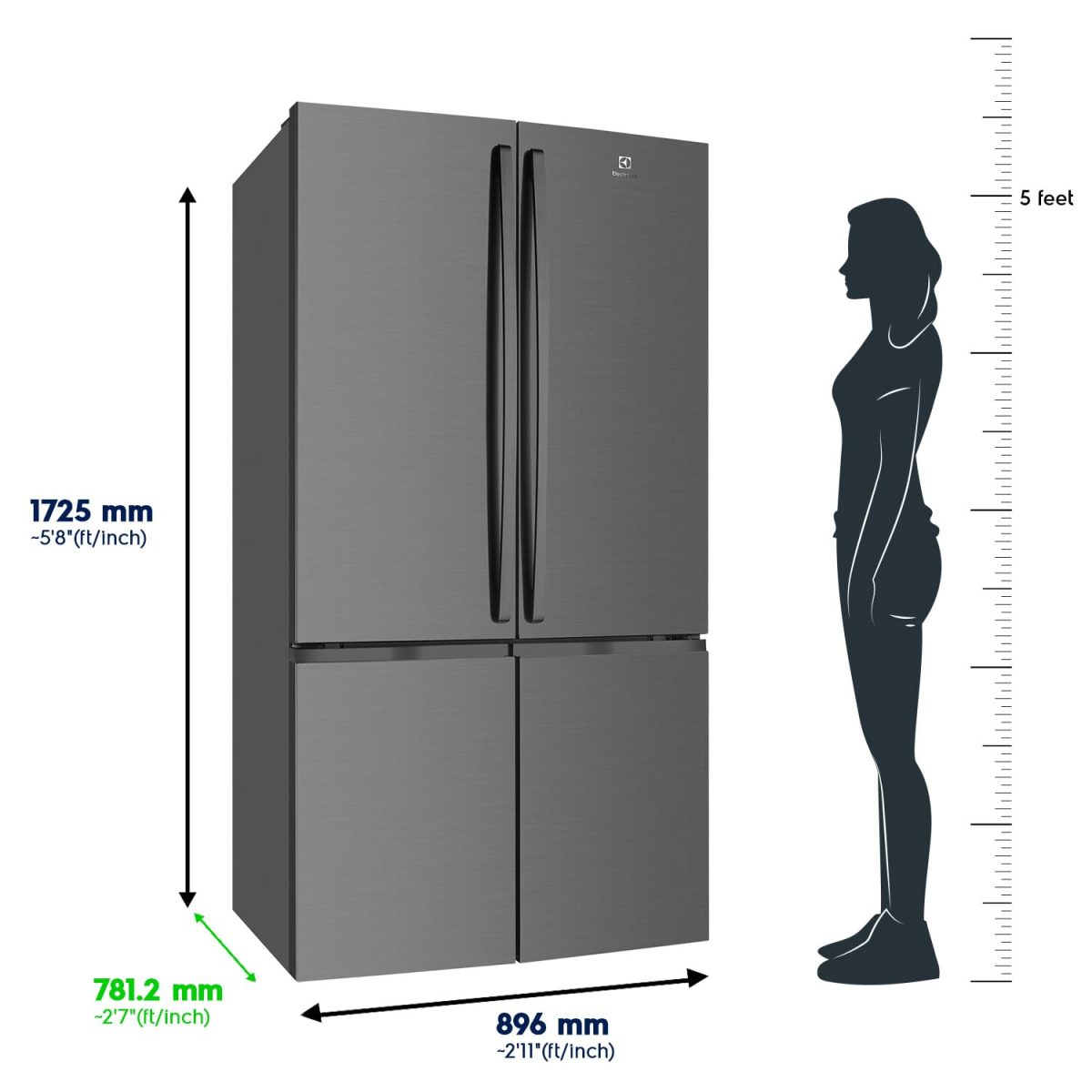 Electrolux 600L Frost Free Inverter French Door Refrigerator, TasteLockPlus Technology, FlexStor, Matte Dark Grey Stainless Steel, UltimateTaste 700, EQE6000A-B - Image 6