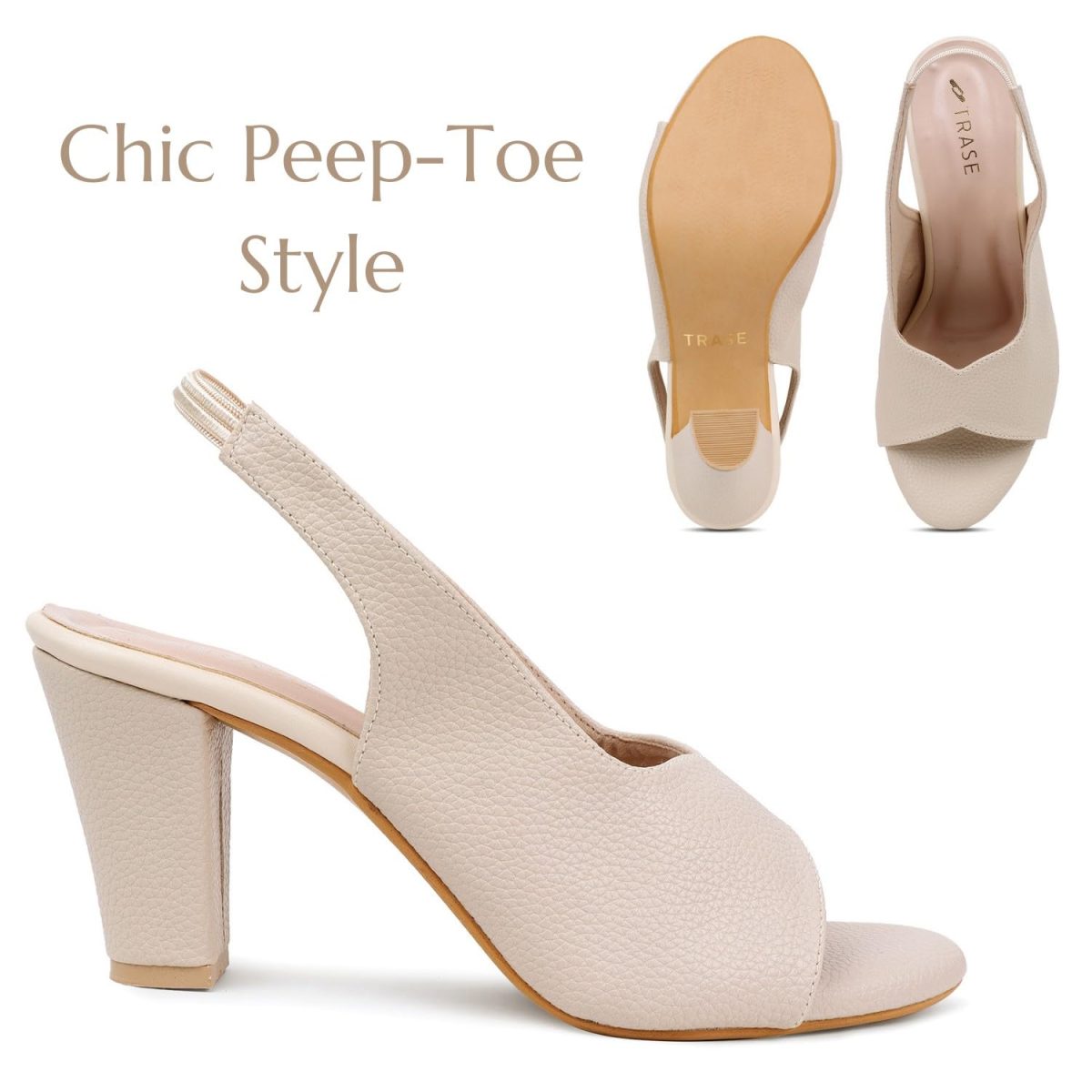 TRASE Ankle Strap Pointed Toe Block Heel Pumps Sandals For Women| Fashionable Sandals, Office, Party and Formal Occasions | Light weight, Soft Footbed, Comfortable & Stylish - (47067) - Image 4
