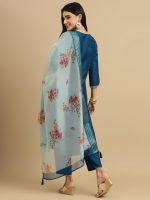 J TURRITOPSIS Women's Embroidered Chinon Kurta & Pant with Dupatta Ethnic Set - Image 2