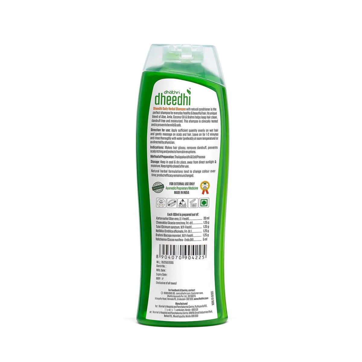 Dhathri Dheedhi Daily Herbal Shampoo to Reduce Dandruff & Promote Hair Growth, Ayurvedic Shampoo to Restore Hair Shine & Strength (400ml) - Image 8